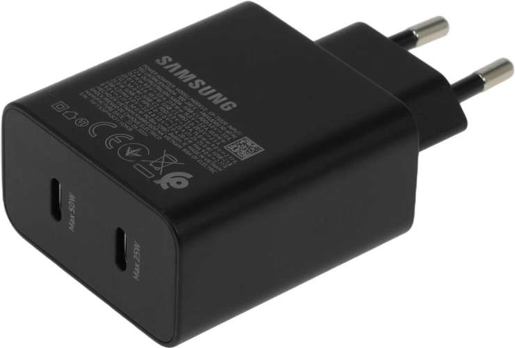Сетевое зарядное устройство Samsung EP-T5020X,  2xUSB-C,  USB-C,  50Вт,  3A,  черный [ep-t5020xbegeu]